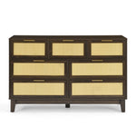 ZUN Bedroom 7 drawer dresser, rattan dresser modern wooden chest of drawers with spacious storage space W1781P183010