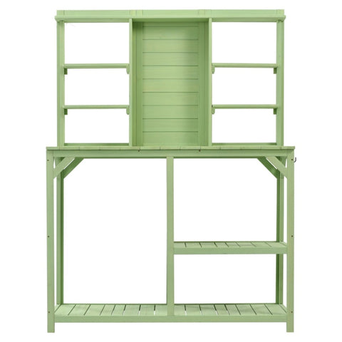 ZUN 64.6" Large Outdoor Potting Bench, Garden Potting Table, Wood Workstation with 6-Tier Shelves, Large 08688125