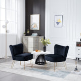 ZUN Hengming Modern velvet chair, armless side chair, metal leg chair, suitable for living room and W212123919