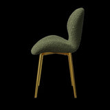 Modern minimalist green teddy velvet Dining Chairs Set of 2 with sturdy gold metal legs and W1727P251143