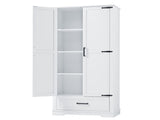 Tall Bathroom Storage Cabinet, Cabinet with Two Doors and One Drawer, Adjustable Shelf, MDF Board, 54458299