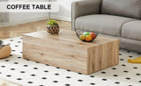 ZUN Modern MDF coffee table with wood texture pattern -39.3x23.6x11.8 inches - stylish and durable W1151P173268