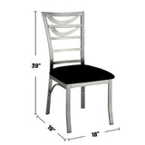 Set of 2 Black Microfiber and Metal Side Chairs in Silver B016P156811