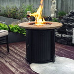 ZUN 30inch Round Fire Pit Table Propane Fire Table with Lava Rocks W853P194144