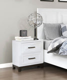 White Finish Nightstand with 2x Storage Drawers Wooden Bedroom Furniture 1pc B011P255283