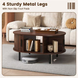 35.5 inch vintage coffee table with sliding slot door 59450856
