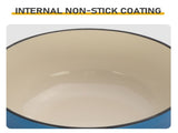 Cast iron 7.5QT cooking pot set - Gradient blue color - Includes two silicone gloves - Enamel pot 63775459