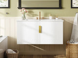 30" Vintage Bathroom with Ceramic Sink, with 3 Holes Single Ceramic Sink, Bathroom Storage N710P214100K