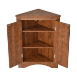 Brown Triangle Bathroom Storage Cabinet with Adjustable Shelves, Freestanding Floor Cabinet for Home 70212675