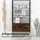 ZUN Industrial Wood Bookcase Retro Bookshelf Storage Display Rack Utility Book Shelf 04444538