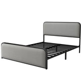 ZUN Modern Metal Bed Frame with Curved Upholstered Headboard and Footboard Bed with Under Bed Storage, WF319292AAE