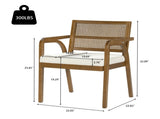 Mid-Century Modern Dining Chairs Set of 2, Upholstered Wood Frame Dining Chairs with Natural Rattan N768P489279W