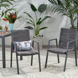 Outdoor Modern Aluminum Dining Chair with Rope Seat , Gray and Dark Gray 64679.00GRY