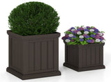Set of 2 Stackable PP Planters with Efficient Drainage Holes, Weather-Resistant Flower Pots for 62103503