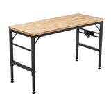Adjustable Height Workbench, 60" Rubber Wood Top Heavy duty Workstation with Power Outlets, 2000 LBS W1422P218519