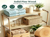 3-Tier Over Toilet Storage Shelf, Solid Pine Wood Bathroom Space-Saving Organizer Rack with 96420315