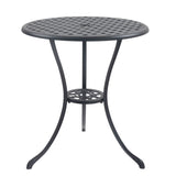 ZUN 3 Piece Bistro Table Set Cast Aluminum Outdoor Patio Furniture with Umbrella Hole Patio Balcony, W2505P151717