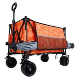 Heavy-Duty 480lbs Folding Wagon Cart with Bonus Picnic Mat - All-Terrain Beach Wheels, Drink W2932P283539