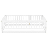 Twin Size Floor Bed, Floor Bed with Fence and Door, Kids Bed Twin Size, Wood W1820P231585