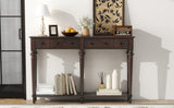 TREXM Retro Console Table with 4 Drawers and Open Shelf, perfect for Entryways, Living Rooms, and N715P202860P