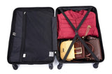 3 Piece Luggage Sets PCABS Lightweight Suitcase with Two Hooks, Spinner Wheels, Light 10098244