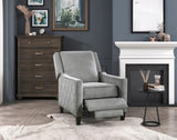 Modern Home Furniture Reclining Chair 1pc Gray Textured Fabric Upholstered Nailhead Trim Solid Wood B011P190689