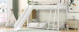 Metal Bunk Bed with Slide, Twin over Twin, White MF285671AAK