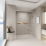56-60 in. W x 72 in. H Double Sliding Shower Door, Semi-frameless Bypass Bathroom Sliding Door with W1573P239436