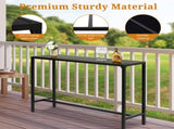 55" Outdoor Bar Table with Adjustable Feet, Rectangle Narrow Counter Height Table, 50542230