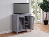 Farmhouse Inspired Accent Cabinet - Lattice Work Front, Distressed Grey Finish B081110876