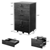 ZUN Black wood grain density board, one small drawer and two large drawers, wooden filing cabinet, 91577582