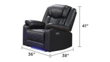 Challenger Modern Contemporary LED Power Recliner Chair made with wood and metal frame in Black B009P294749