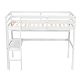 ZUN Twin Size Loft Bed with desk and shelves, Safety Guardrail and ladder,White W504P181854