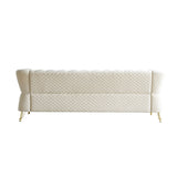 Modern Tufted Velvet Sofa 87.4 inch for Living Room Beige Color W579107798