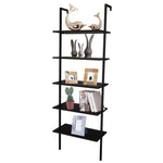 ZUN 5-Shelf Wood Ladder Bookcase with Metal Frame, Industrial 5-Tier Modern Ladder Shelf Wood 64446382