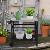 Stainless Steel Flattop Grill Cart, Movable BBQ Trolley Food Prep Cart, Multifunctional Worktable 87068651