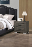 2 Drawers Wood Nightstand With Black Handles In Foil Grey SR015491