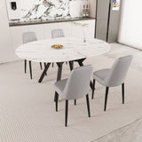 47-63" expandable circular dining tables , equipped with 4 PU fabric thick cushioned dining chairs 43663124