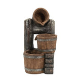 10.4x9.4x19.1" Decorative 3 Tier Bucket Fountain with Lights and Pump, Brown W2078P178869