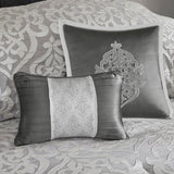 8 Piece Jacquard Comforter Set Silver/Silver Cal King B035128888