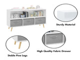 4 Cube Kids Bookcase & Toy Storage Organizer with 3 Fabric Drawers for Playroom Storage,Gray 99608444