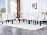 A set of 4 white and black vintage crocodile leather cushioned dining chairs, featuring crystal W3226P344024