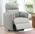 ZUN ACME Sagen Glider Recliner w/Swivel, Gray Leather Aire LV01880