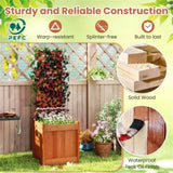 2-in-1 Wooden Raised Garden Bed with Trellis - Solid Wood , 16"x16"x48" Size 12098598