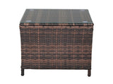 Glass Surface Brown Gradient Iron Frame Rattan Side Table 38666142