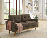 67.7" Wide Mid-Century Modern Upholstered Tufted Loveseat Sofa With Wooden Legs 20898972