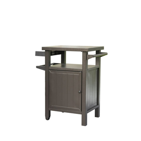ZUN Grill Carts Outdoor with Storage and Wheels, Whole Metal Portable Table and Storage Cabinet for BBQ, W1859P170277