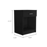 Nightstand 21"H, One Drawer, Low Shelf, Superior Top, Black B097132927