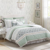 9 Piece Cotton Percale Comforter Set Aqua King B03596965