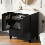 ZUN 30" Black Bathroom Vanity Set with Ceramic Sink and Ample Storage Space - Ideal for Small Bathrooms N729P183702B